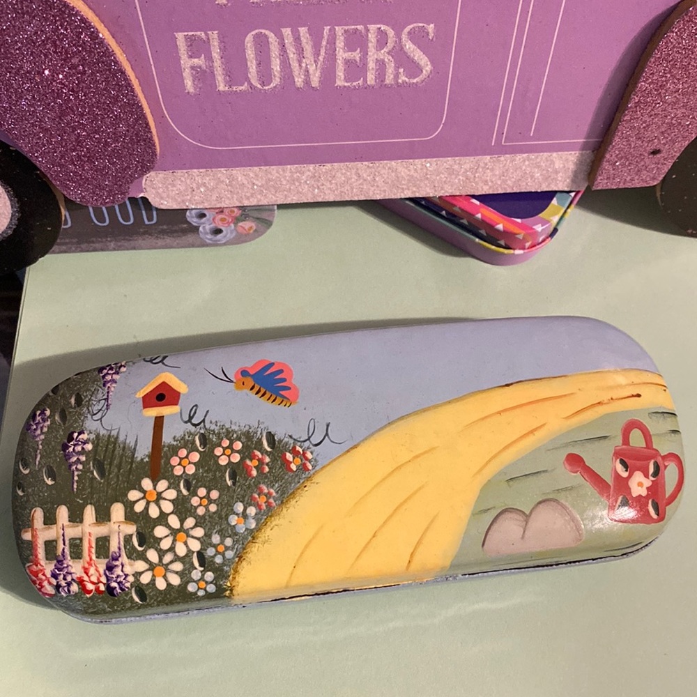 Custom hand painted hard Eyeglass case